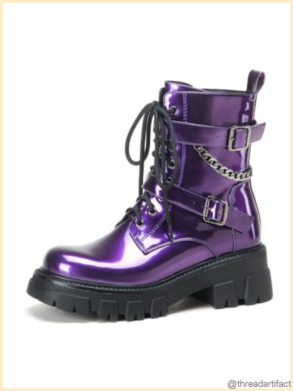 Women's Goth Combat Boots Chunky Platform Lace Up Ankle Boots